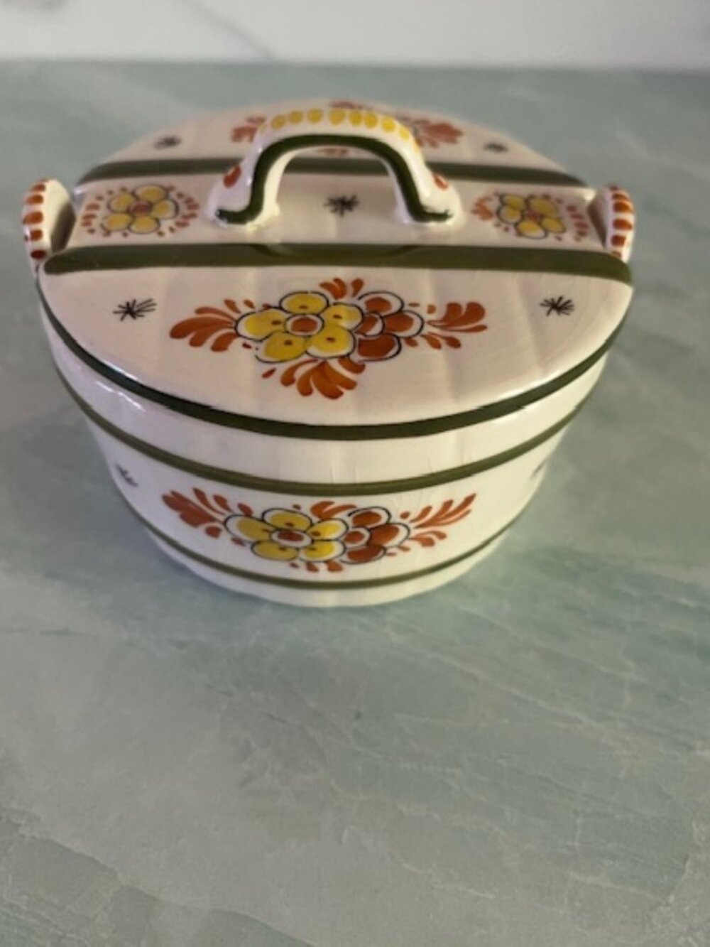 Hand Painted Vintage Jam Jar Sugar Bowl Tzotchke Holder Kitchen Holland